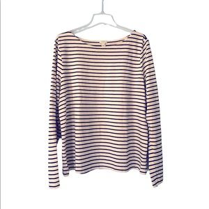 J. Crew Navy Striped Top Long Sleeves